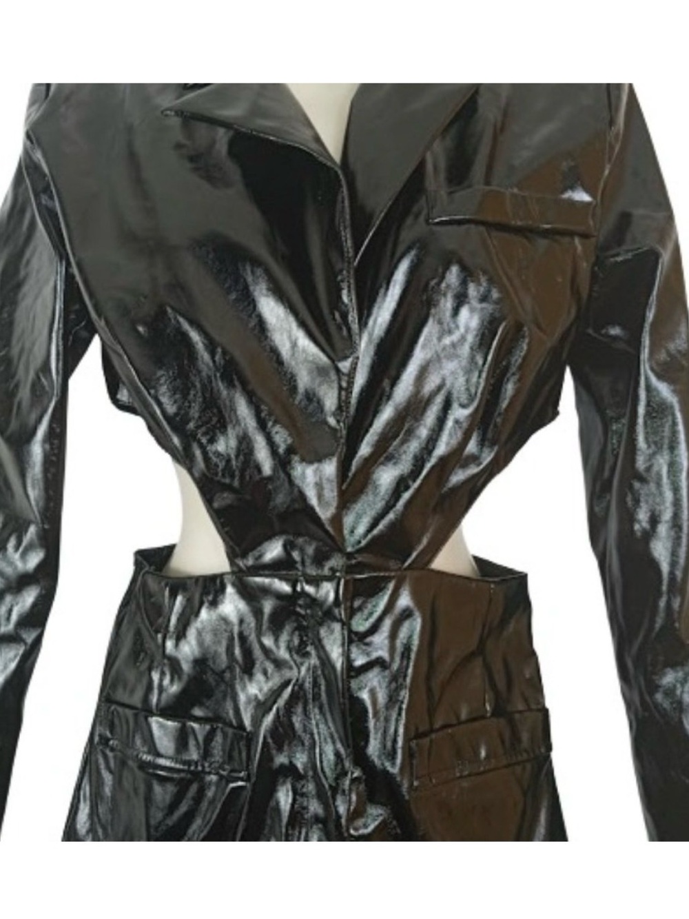 Black Patent Cutout Women's dress - Picture 1 of 4